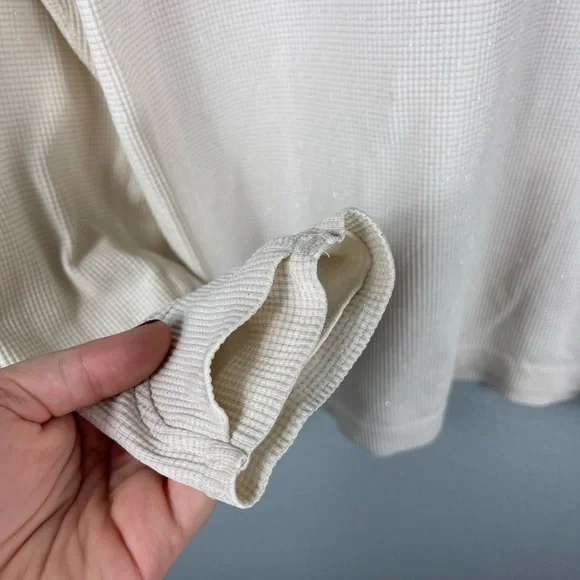 Athleta Speckled Waffle Thermal Long Sleeve Womens XL Cream Lightweight - Picture 7 of 8